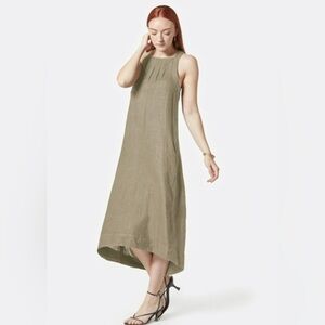 Joie Juliette Pleated Linen Maxi Dress Small